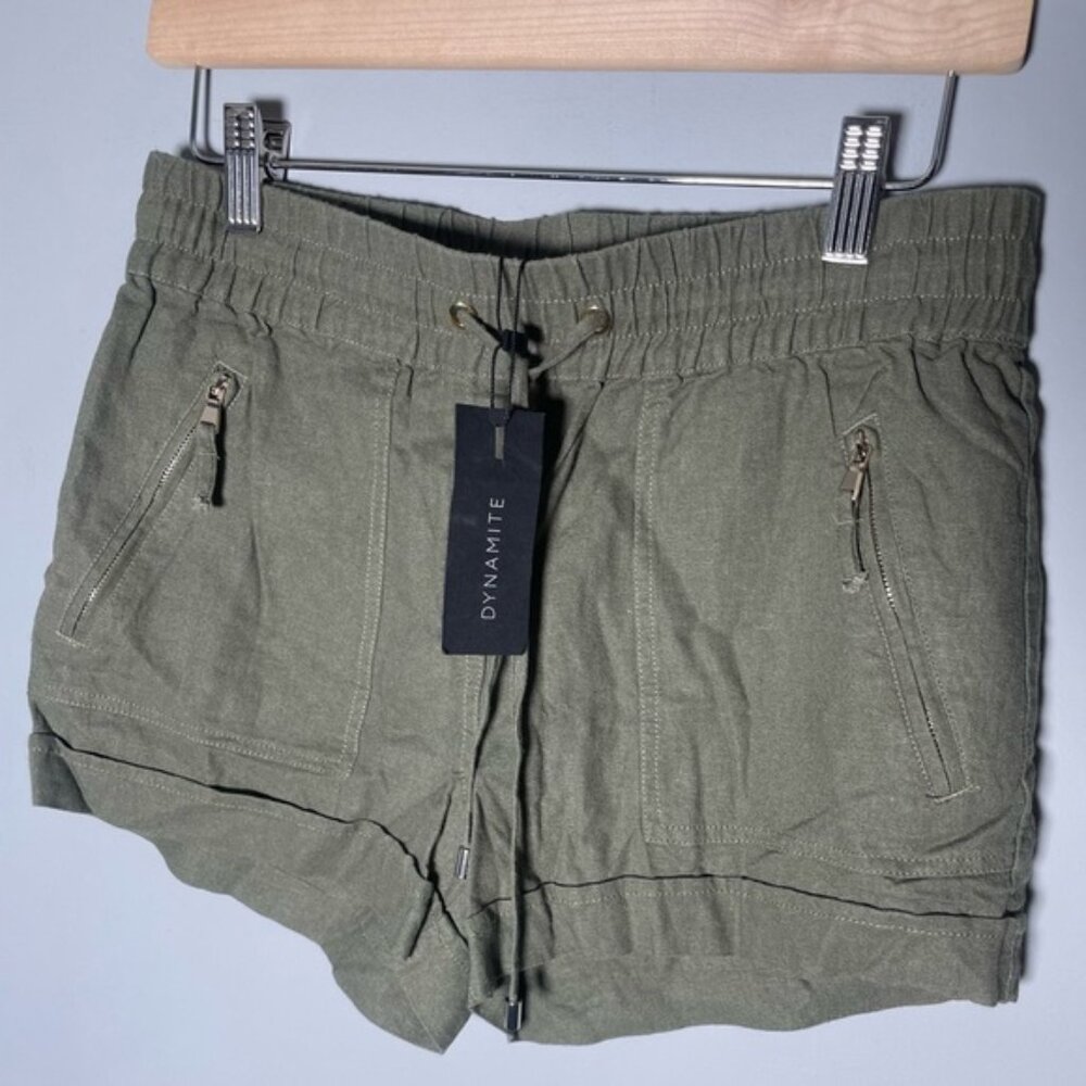 Dynamite NWT Linen Small Shorts Green Summer Lightweight Beach Vacation Rayon Sm